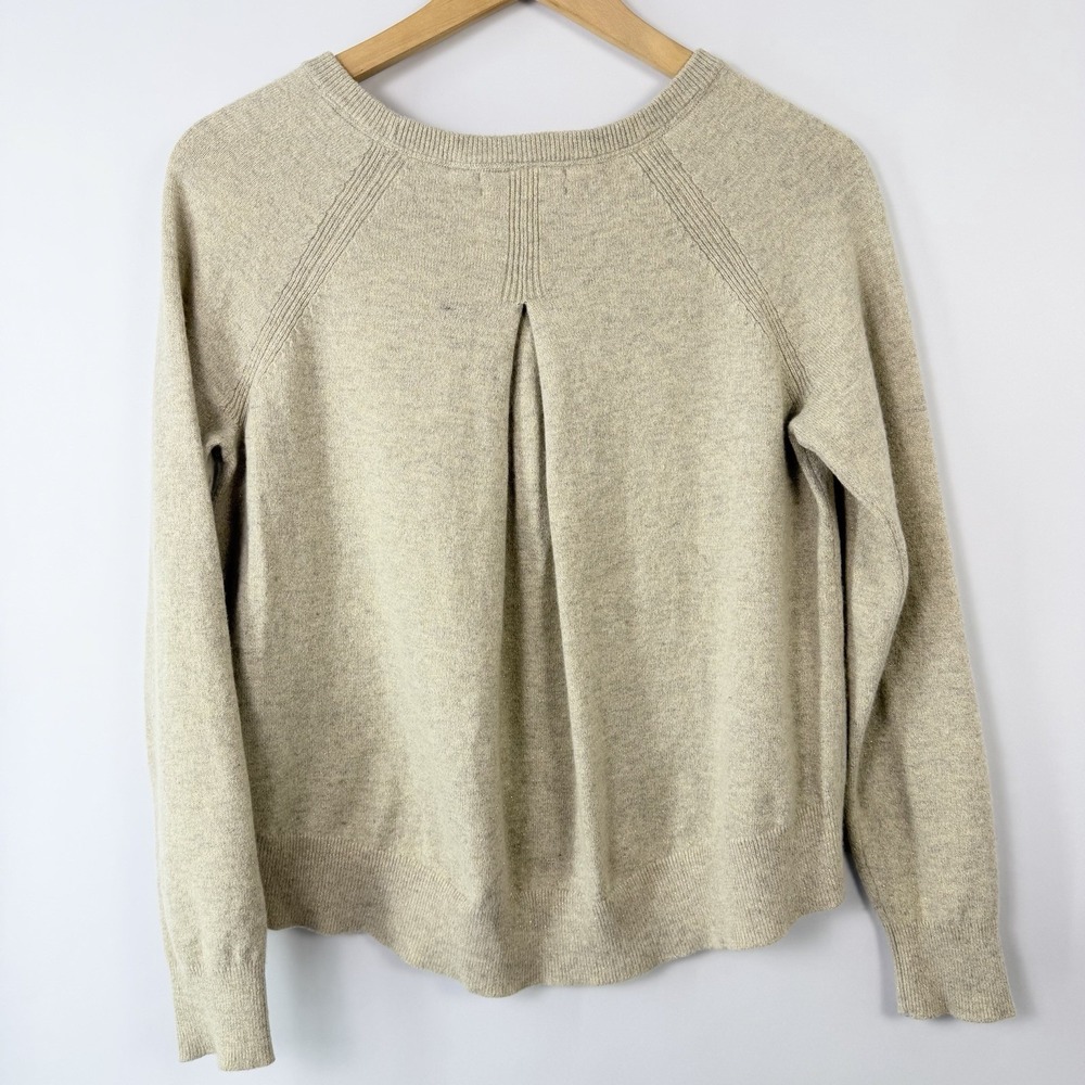 Banana Republic Italian Yarn Wool Cashmere Metallic Pleated‎ Back Sweater Gold S